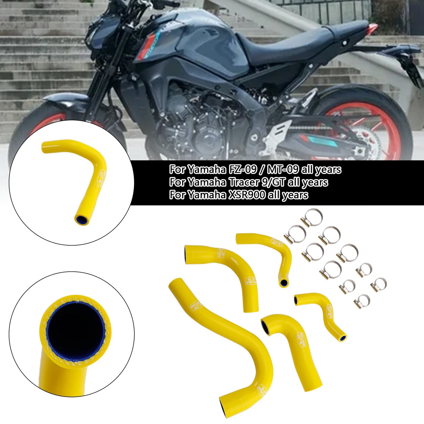 Yamaha MT-09 XSR900 Tracer 9/GT tutti gli anni Tubo refrigerante radiatore in silicone