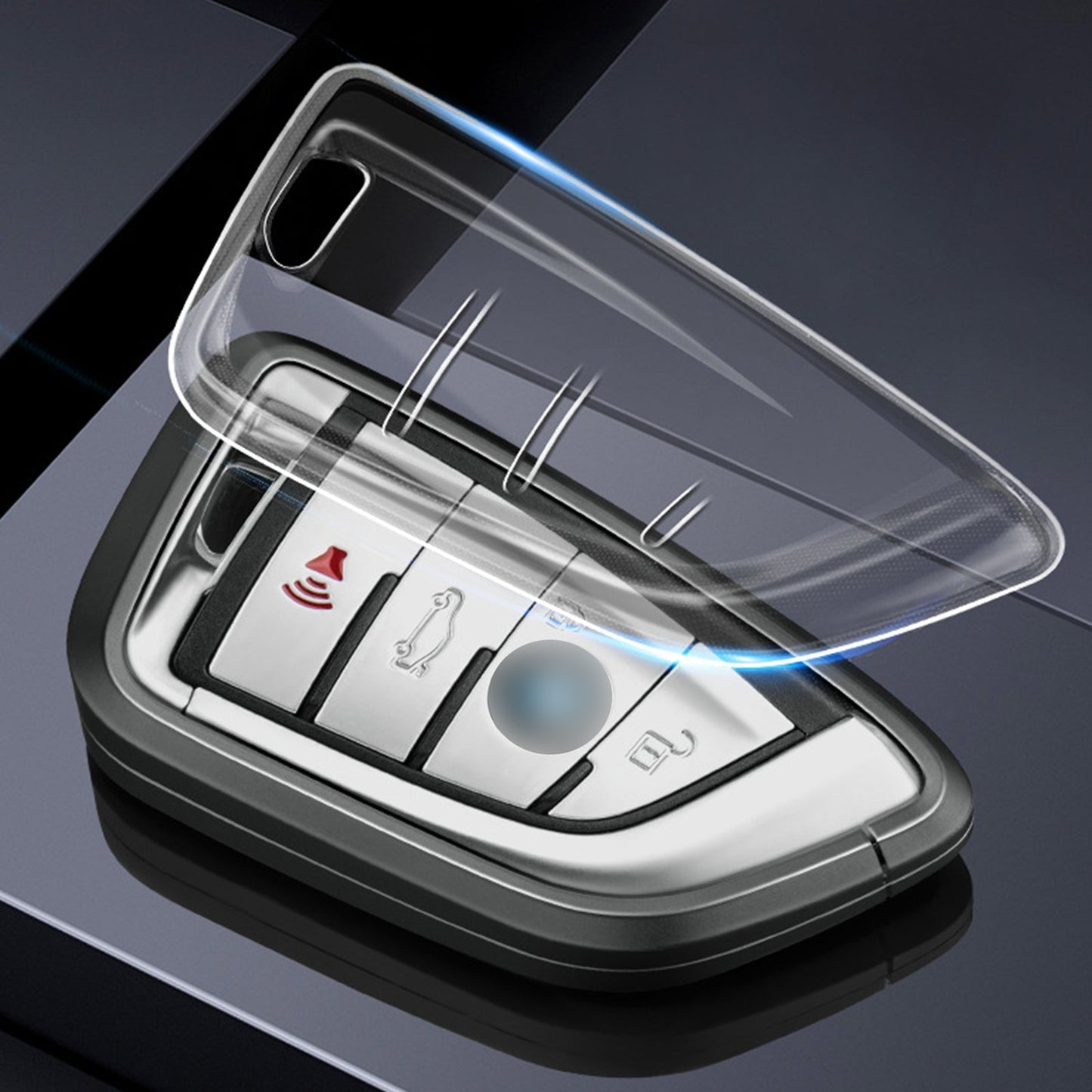 Custodia per chiave auto in TPU argentato in lega di alluminio con fibbia per BMW X3 X1 X5