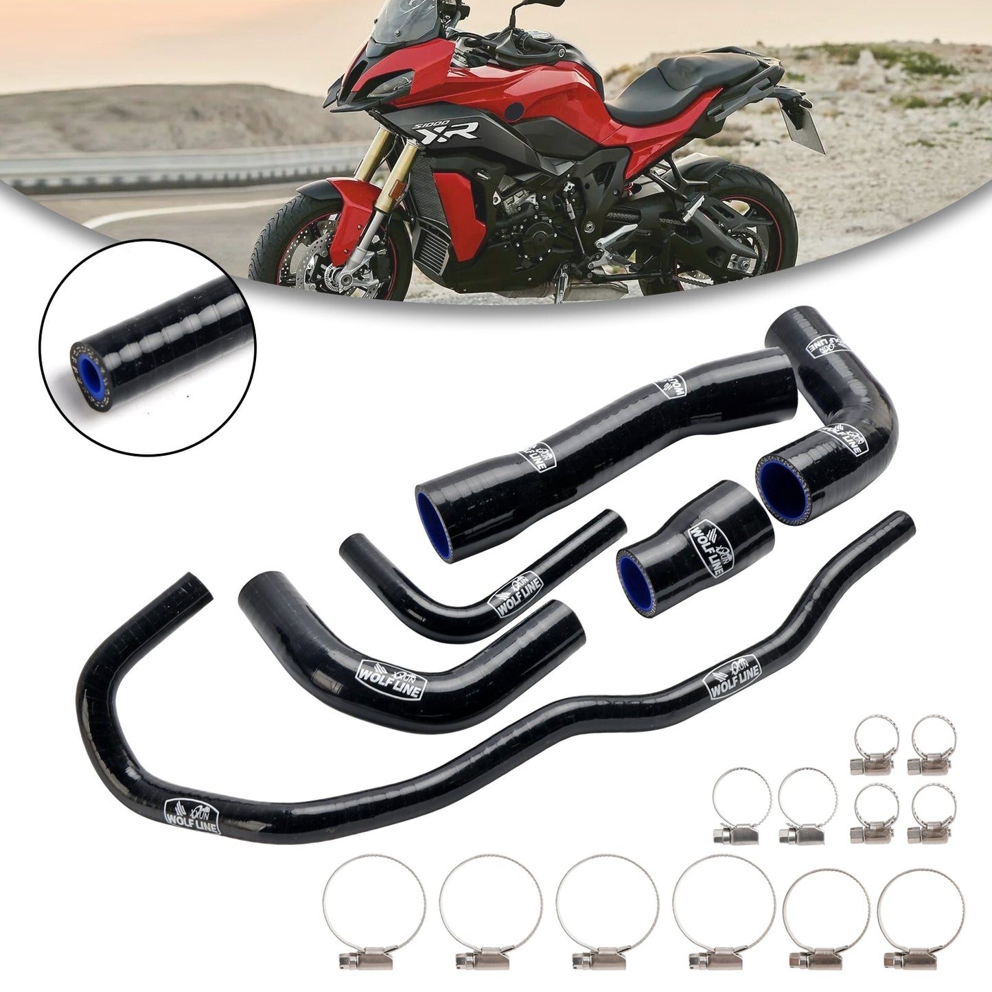 Kit tubo flessibile refrigerante radiatore in silicone BMW S1000XR 2021-2024