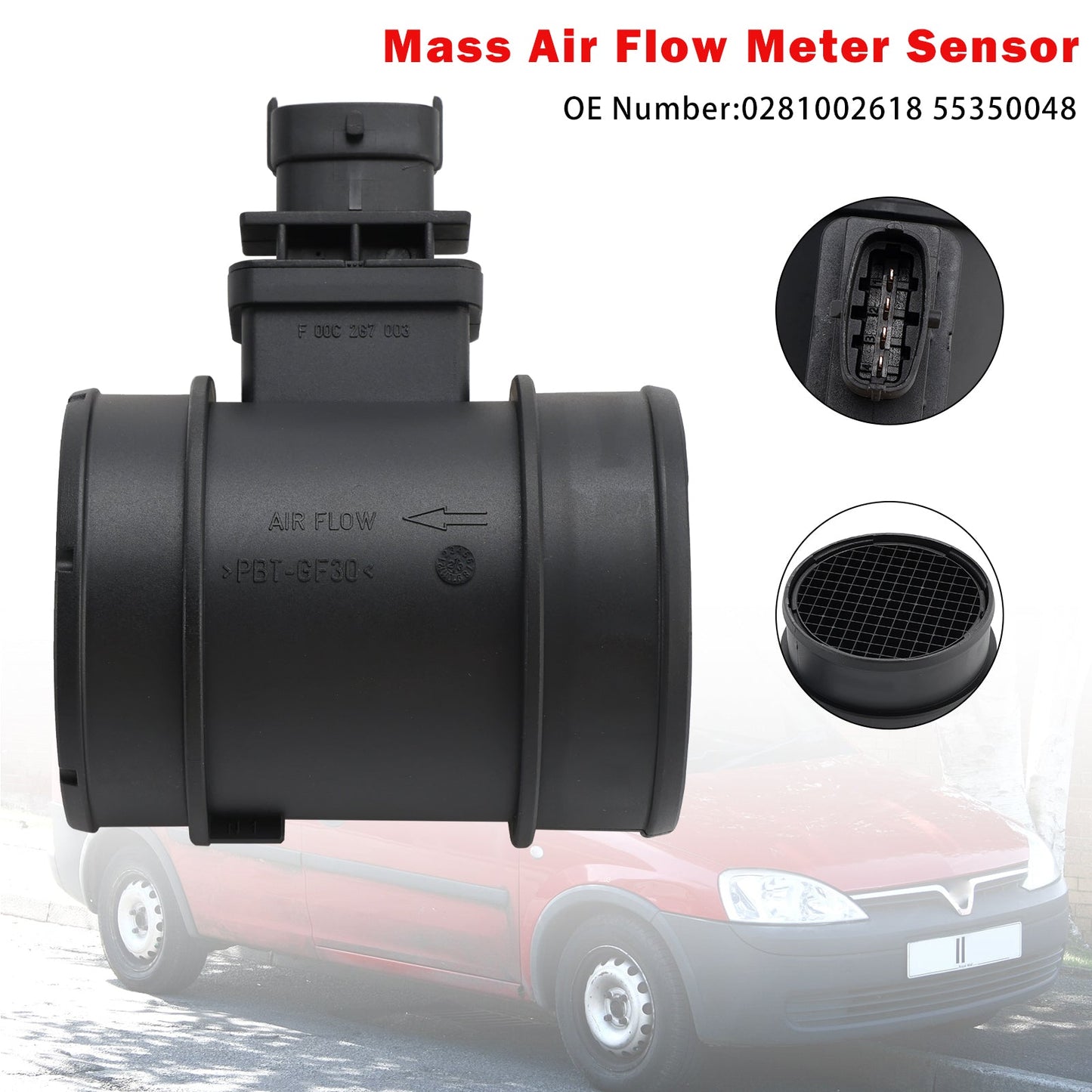 Sensore del misuratore di portata d'aria di massa 0281002618 55350048 per Vauxhall Astra Combo
