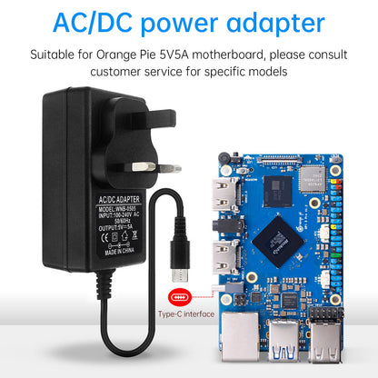 Adattatore di alimentazione Orange Pi 5Pro Tipo-C 5V5A Alimentatore OrangePi 5MAX/CM5 Spina USA