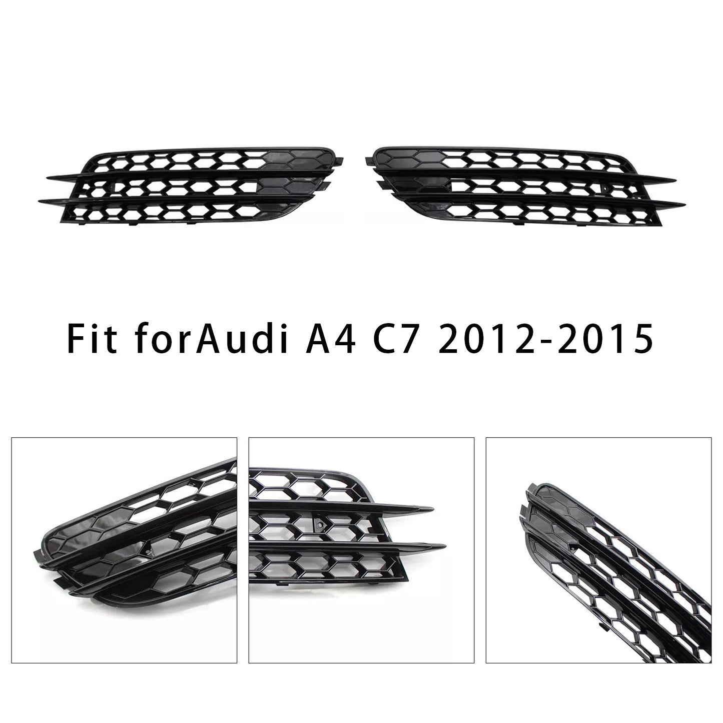 Griglia fendinebbia a nido d'ape per paraurti anteriore Audi A4 C7 2012-2015, nera
