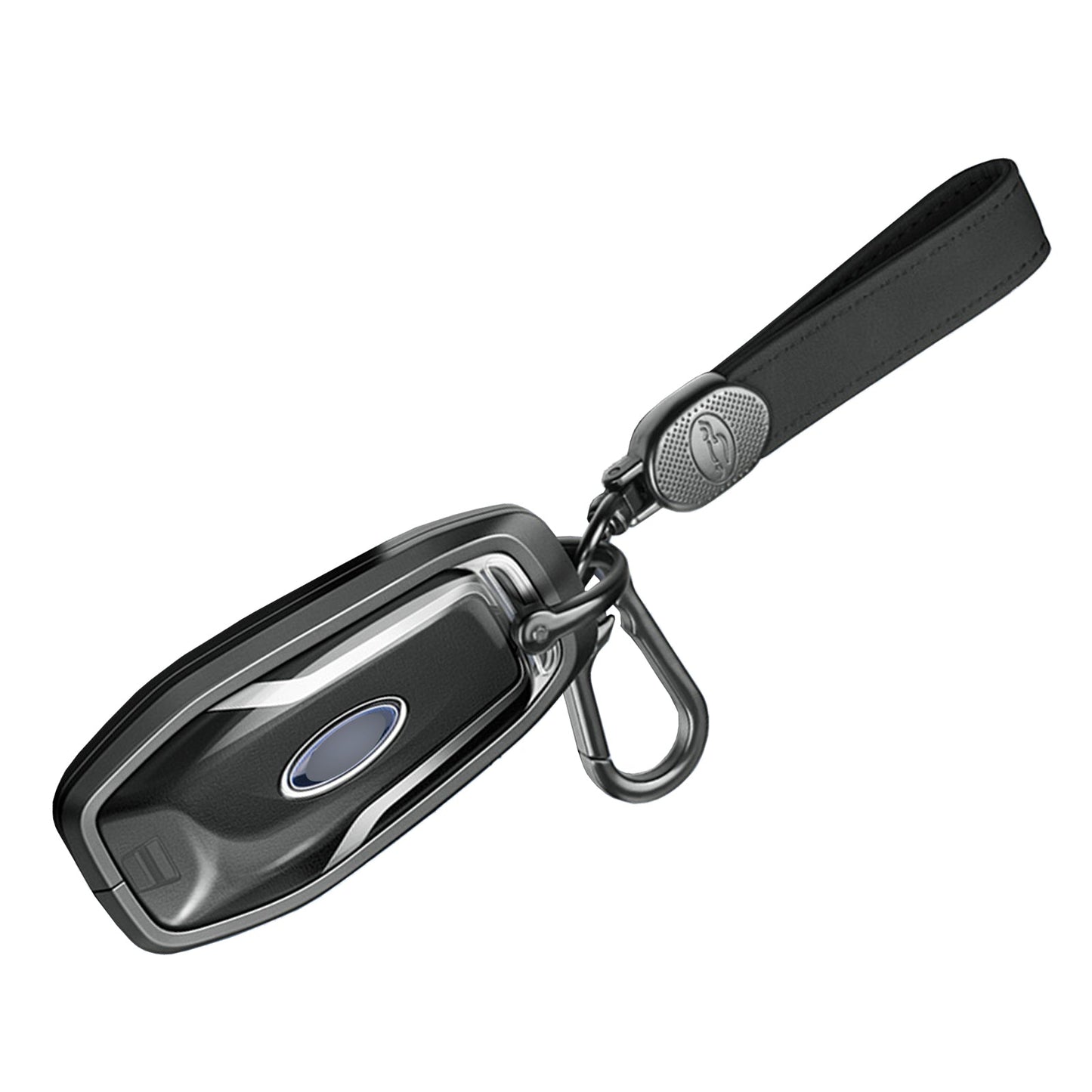 Custodia per chiave auto in TPU nero in lega di alluminio con fibbia per Ford