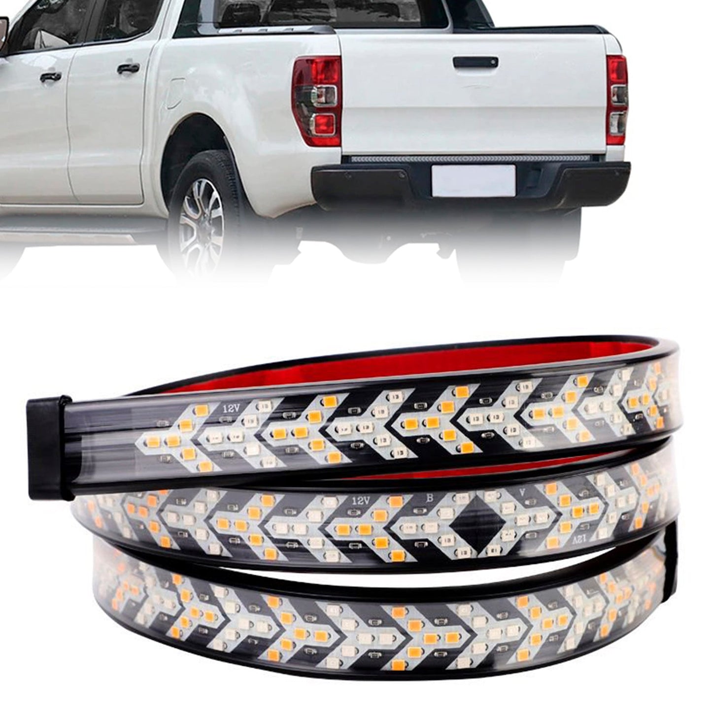 Striscia di luci posteriori a LED per auto e camion, indicatori di direzione, dinamica, a spina di pesce, 1,2 metri