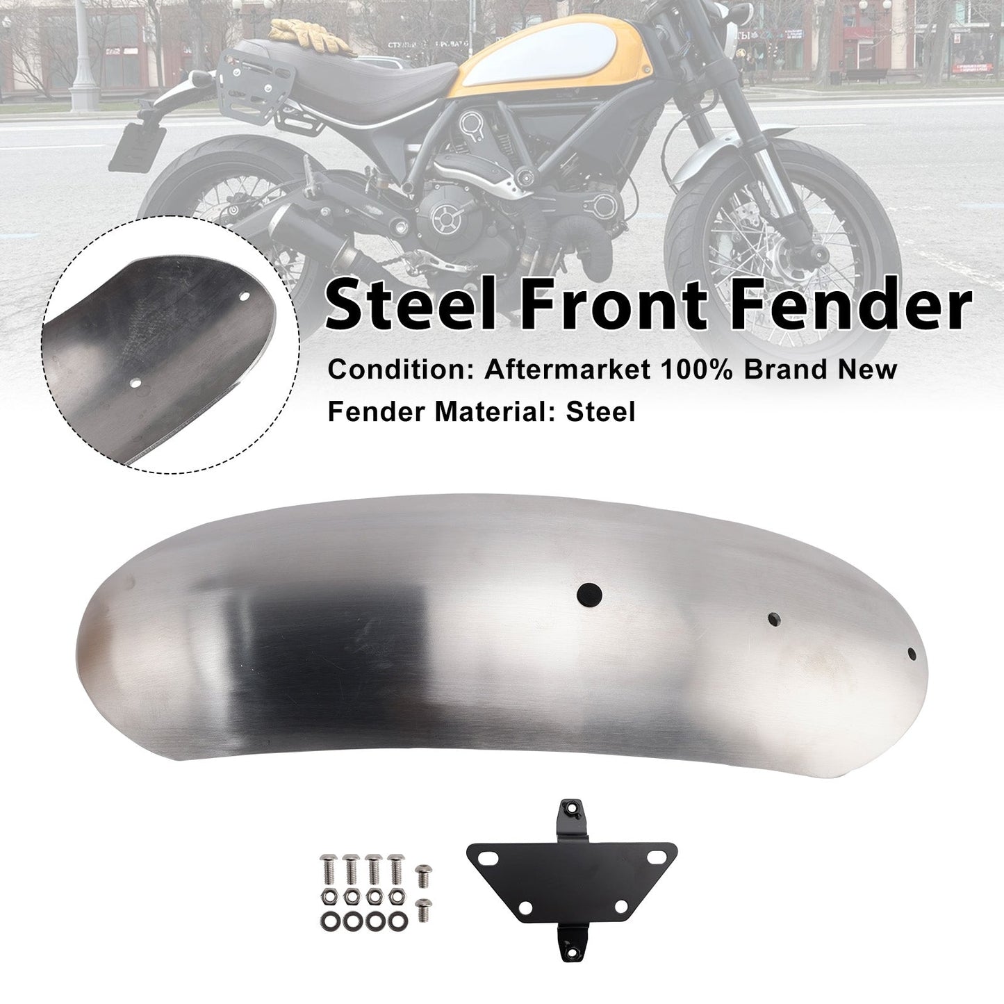Parafango anteriore in acciaio per Ducati Scrambler 800 (Desert Sled/Nightshift/Full Throttle/Icon/Icon Dark/Urban Motard) 2015-2025