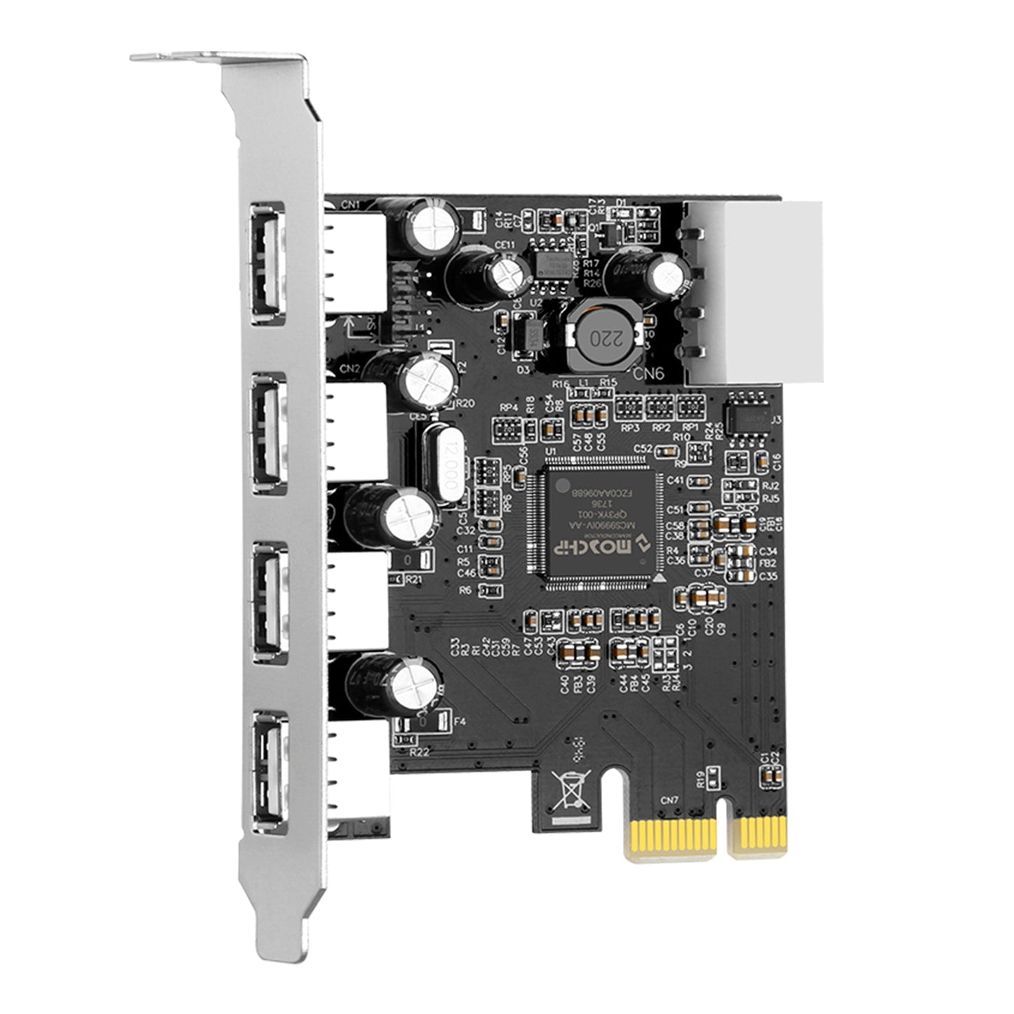 Scheda di espansione HUB 2.0 PCIE a USB 2.0, scheda adattatore Moschip, alimentazione a 4 pin