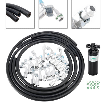 Kit di tubi flessibili e raccordi per aria condizionata da 26 pezzi, include tubi flessibili AC da 6,5 piedi #6#8#10