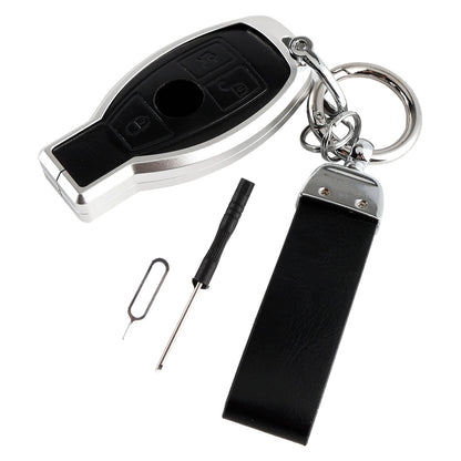 Custodia protettiva in pelle, lega di alluminio e TPU per chiave auto Benz GLC GLK CLS, colore nero