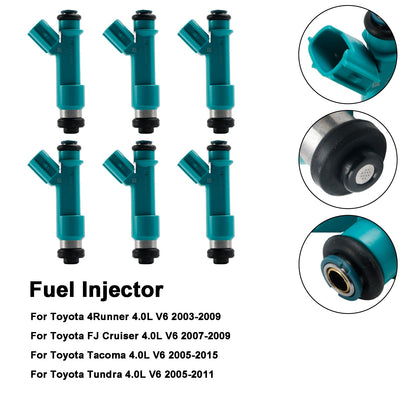 6 pezzi Iniettore carburante 23250-31060 Adatto per Toyota Tacoma 4Runner FJ Cruiser 23250-31010