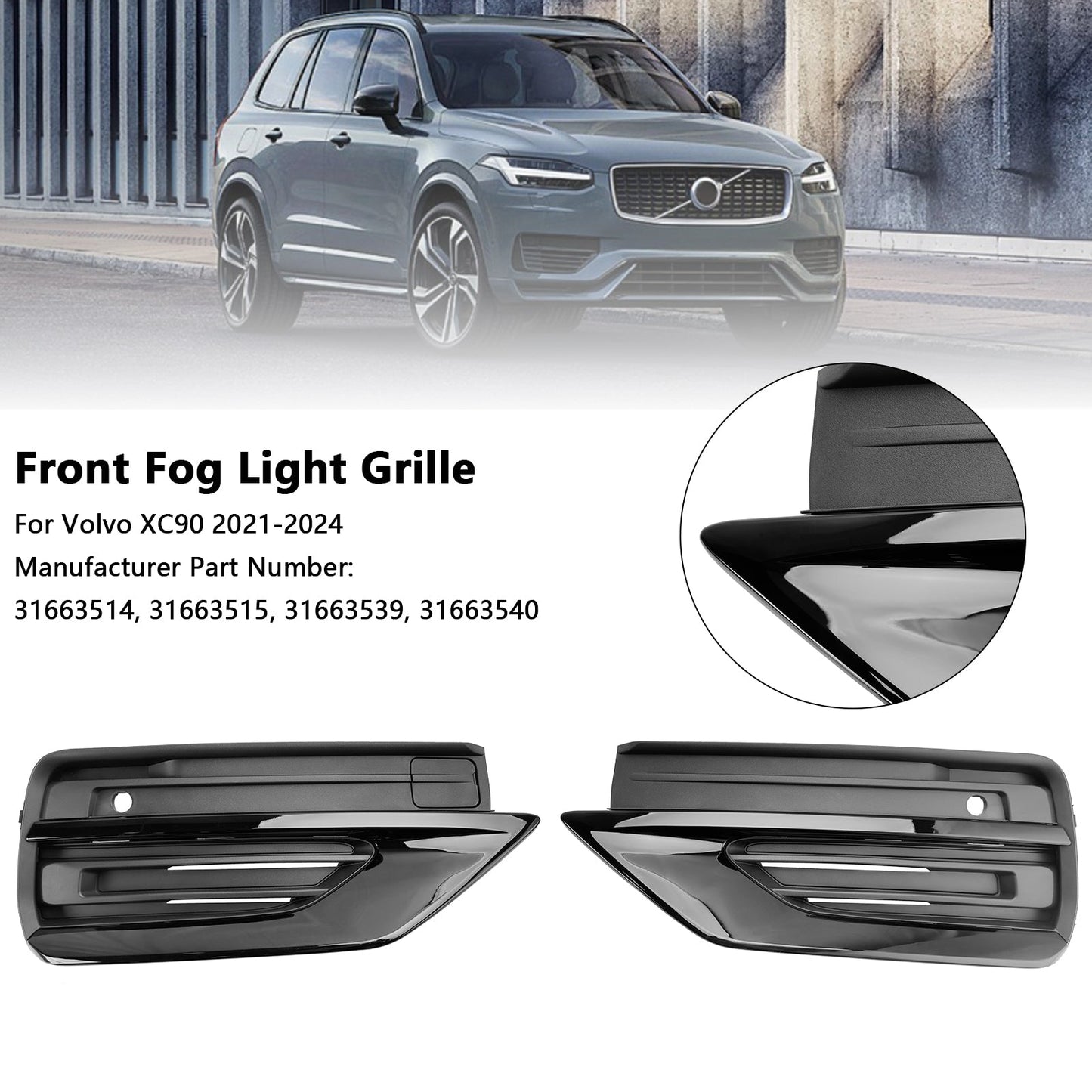 Griglia fendinebbia paraurti anteriore Volvo XC90 2021-2024 2 pezzi Griglia fendinebbia