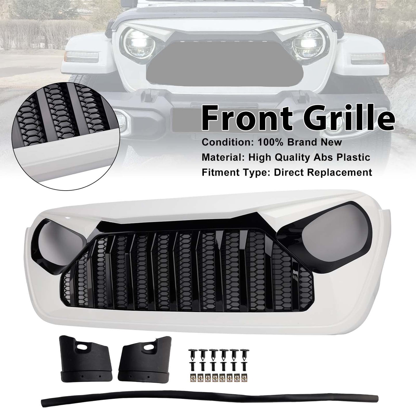 Griglia paraurti anteriore Vader bianca e nera per Jeep Wrangler JL JT 2018-2023