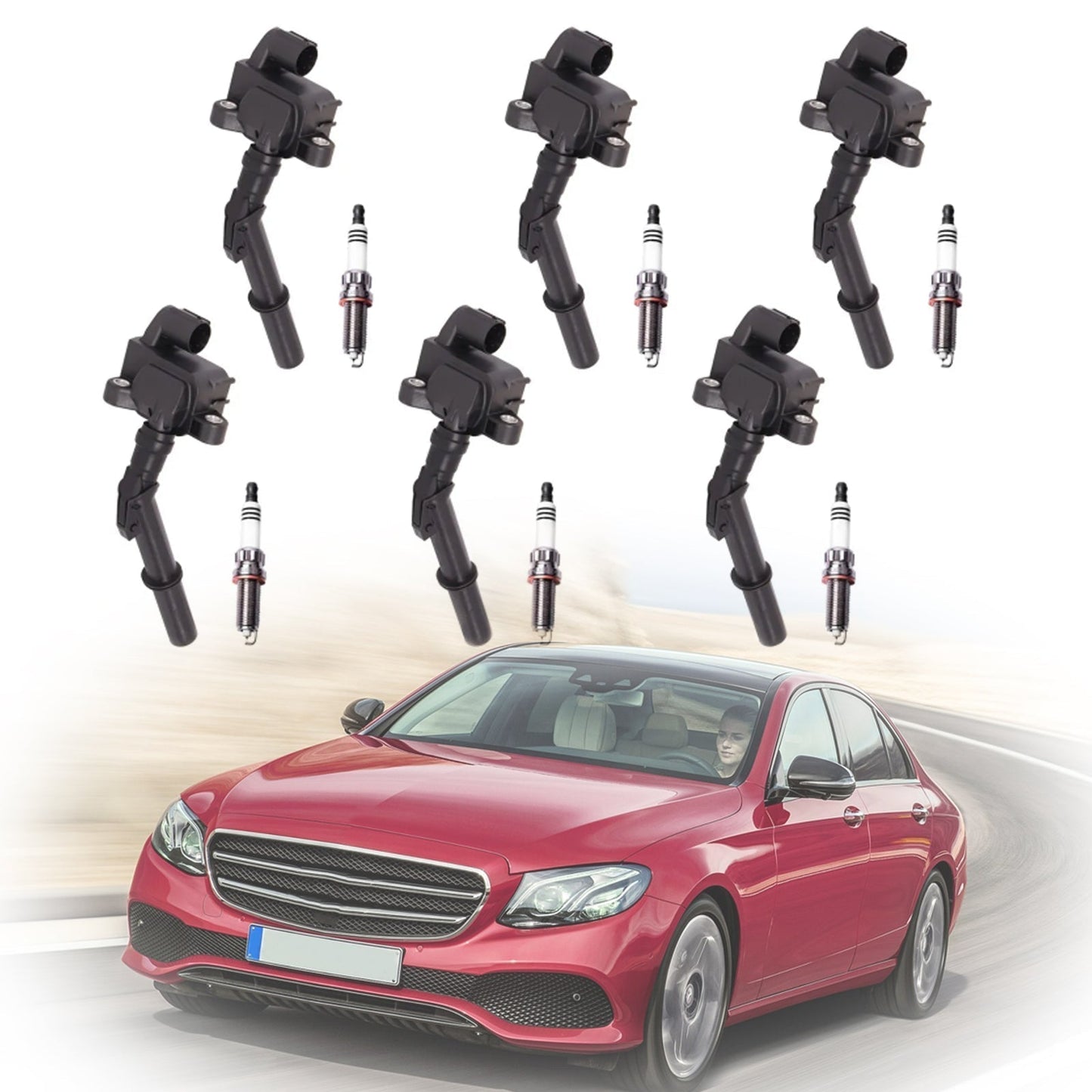 2012-2015 Mercedes-Benz E63 AMG V8 5.5L Bobina di accensione + Candela UF741 6 pezzi 2769063700