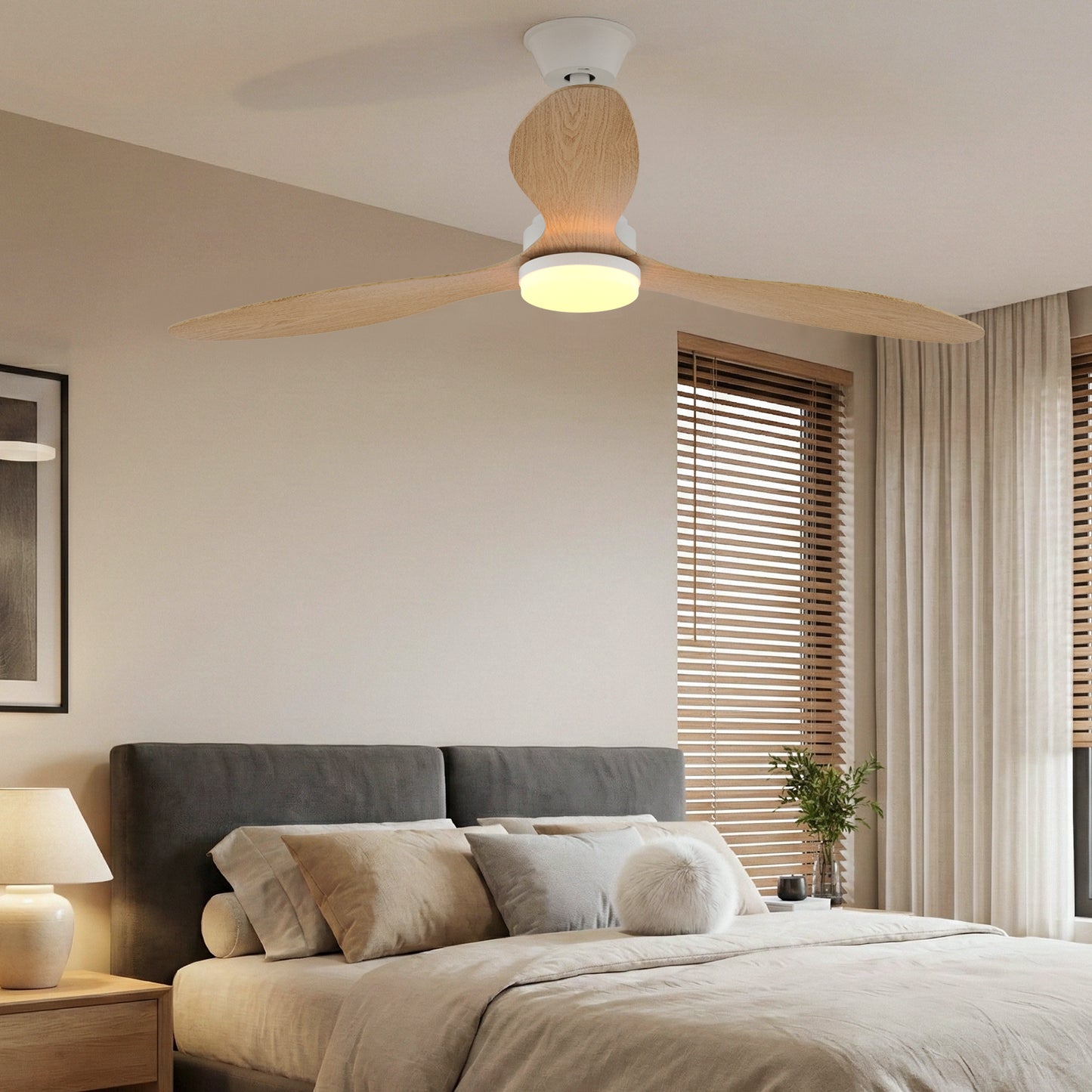 Telecomando Ventilatore moderno 52" con luce 6 velocità Nero-Bianco