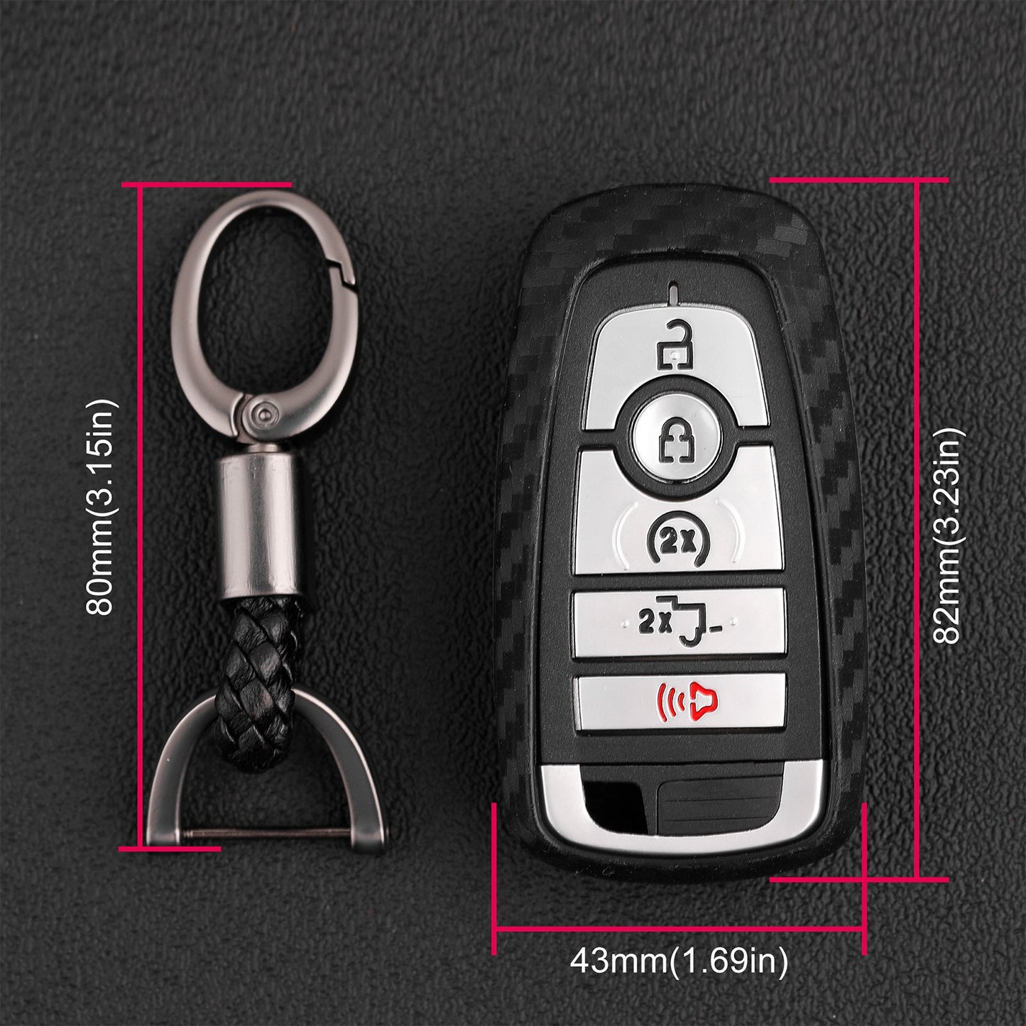 Custodia in similpelle e silicone per chiave auto con fibbia per Ford Smart
