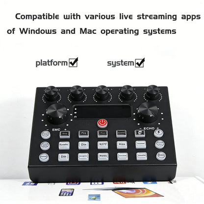 Scheda audio V8s, set di schede audio per live, podcast, registrazioni, canto, streaming e giochi.