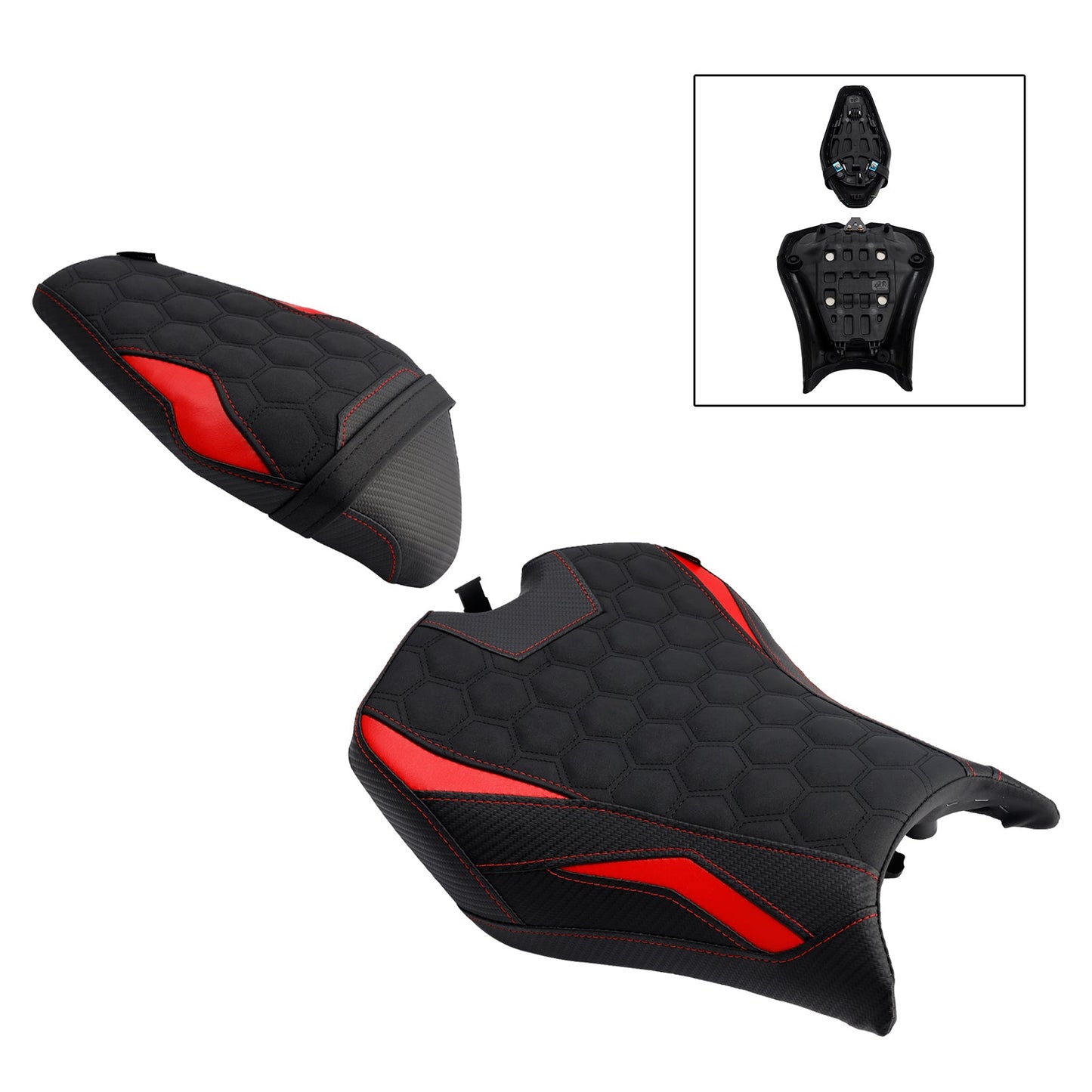 2025 - Kit cuscini passeggero anteriore e posteriore Raider per Kawasaki Z900 Zr900-F, colore rosso.
