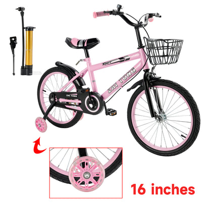 16 pollici di bici da bici per bambini sedile regolabile in bicicletta con ruote ausiliarie