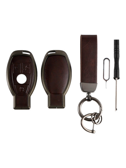 Custodia in lega di alluminio TPU marrone per chiave auto Benz GLC GLK CLS GLA CLA AMG