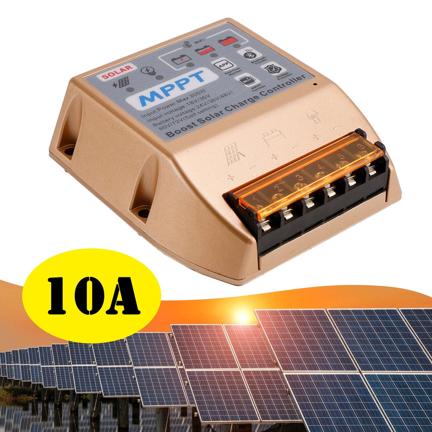 Regolatore solare MPPT Boost 10A/20A/30A 24V36V48V60V72V APP mobile Controllo intelligente