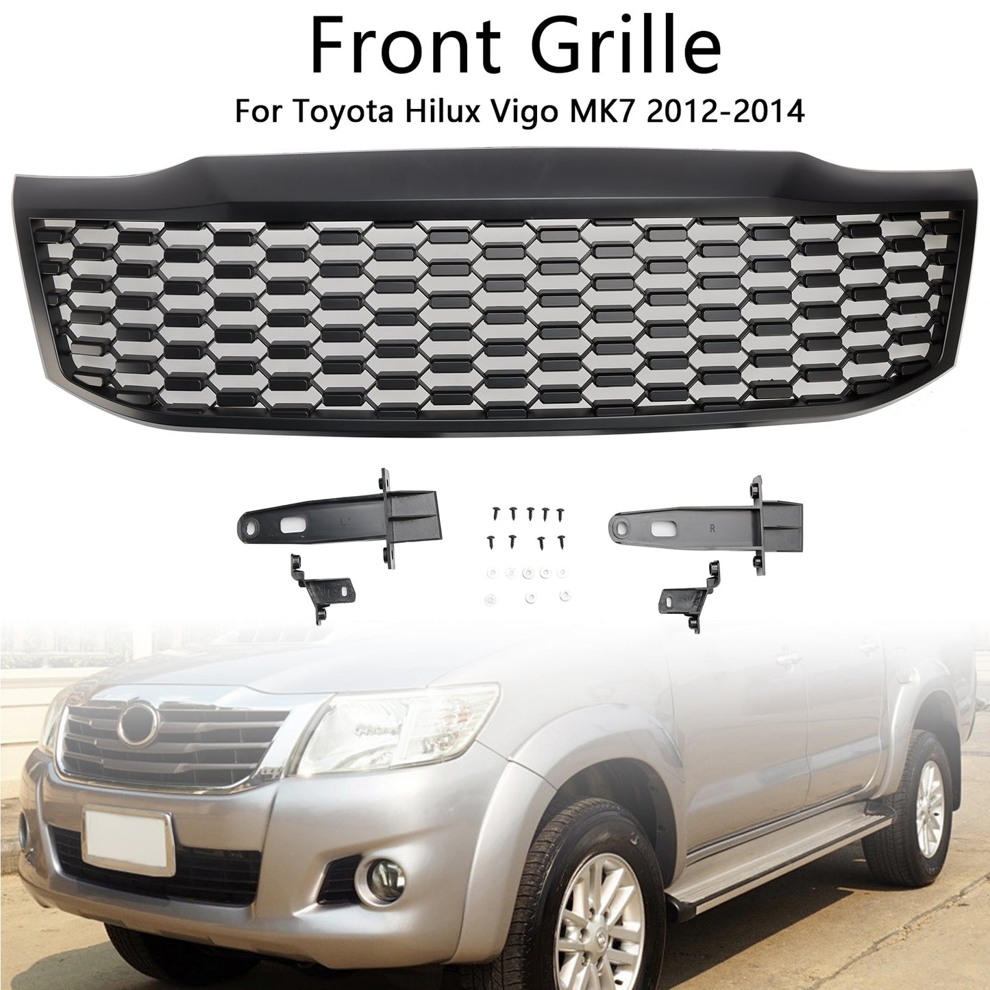 Griglia paraurti anteriore nera opaca Toyota Hilux Vigo MK7 2012-2014
