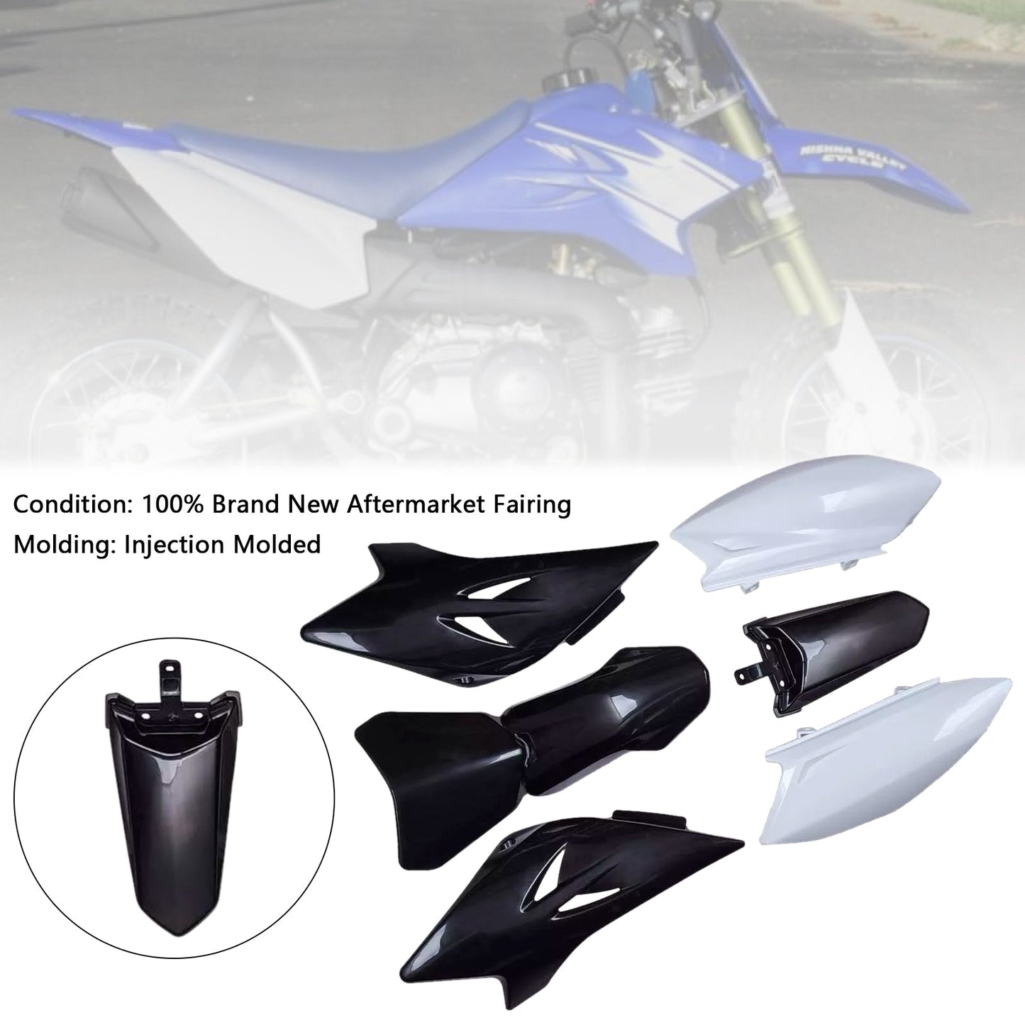 Kit plastiche per carrozzeria Yamaha TTR50 2006-2021, carenatura parafango anteriore e posteriore