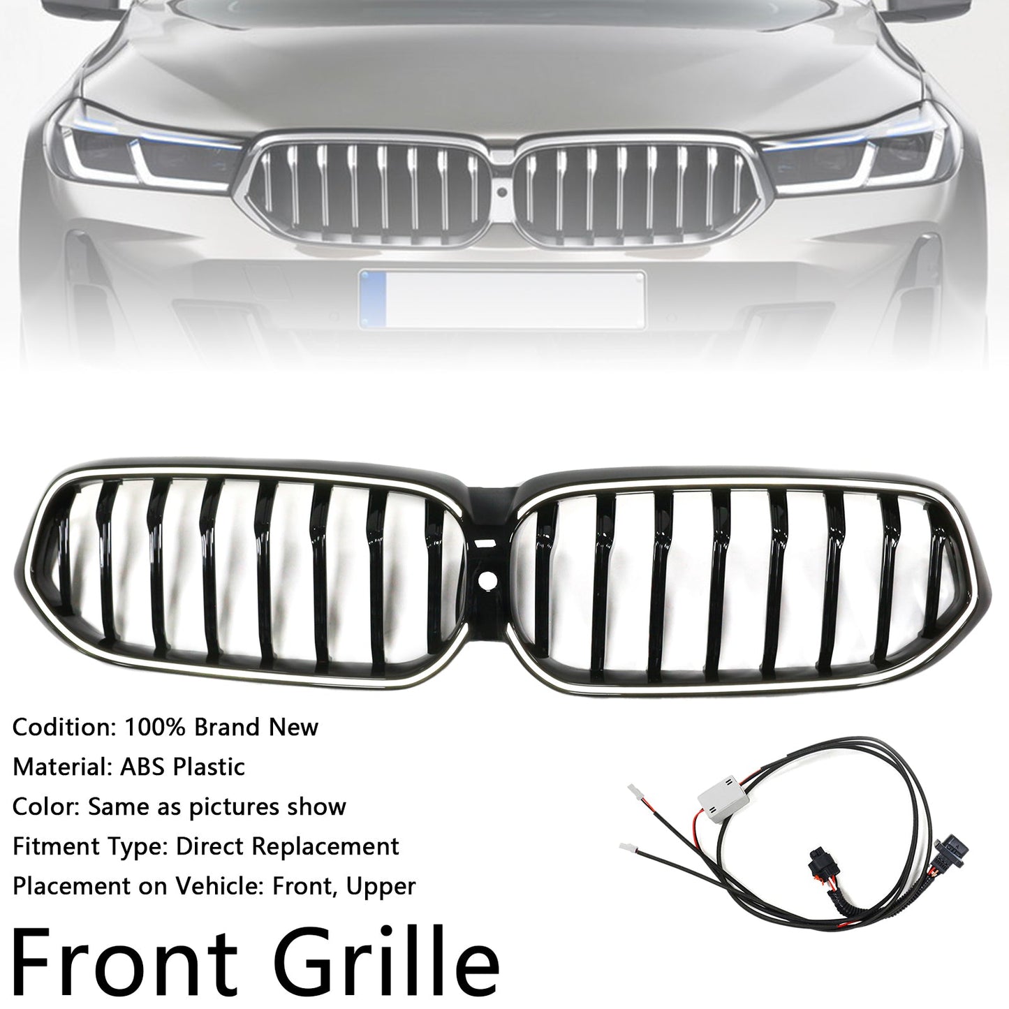 Griglia anteriore a rene nera lucida BMW Serie 6 G32 2020-2025