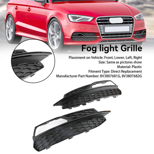 Lower Bumper Fog Light Cover Grill Grille Per AUDI A3 S3 S-Line 2013-2016