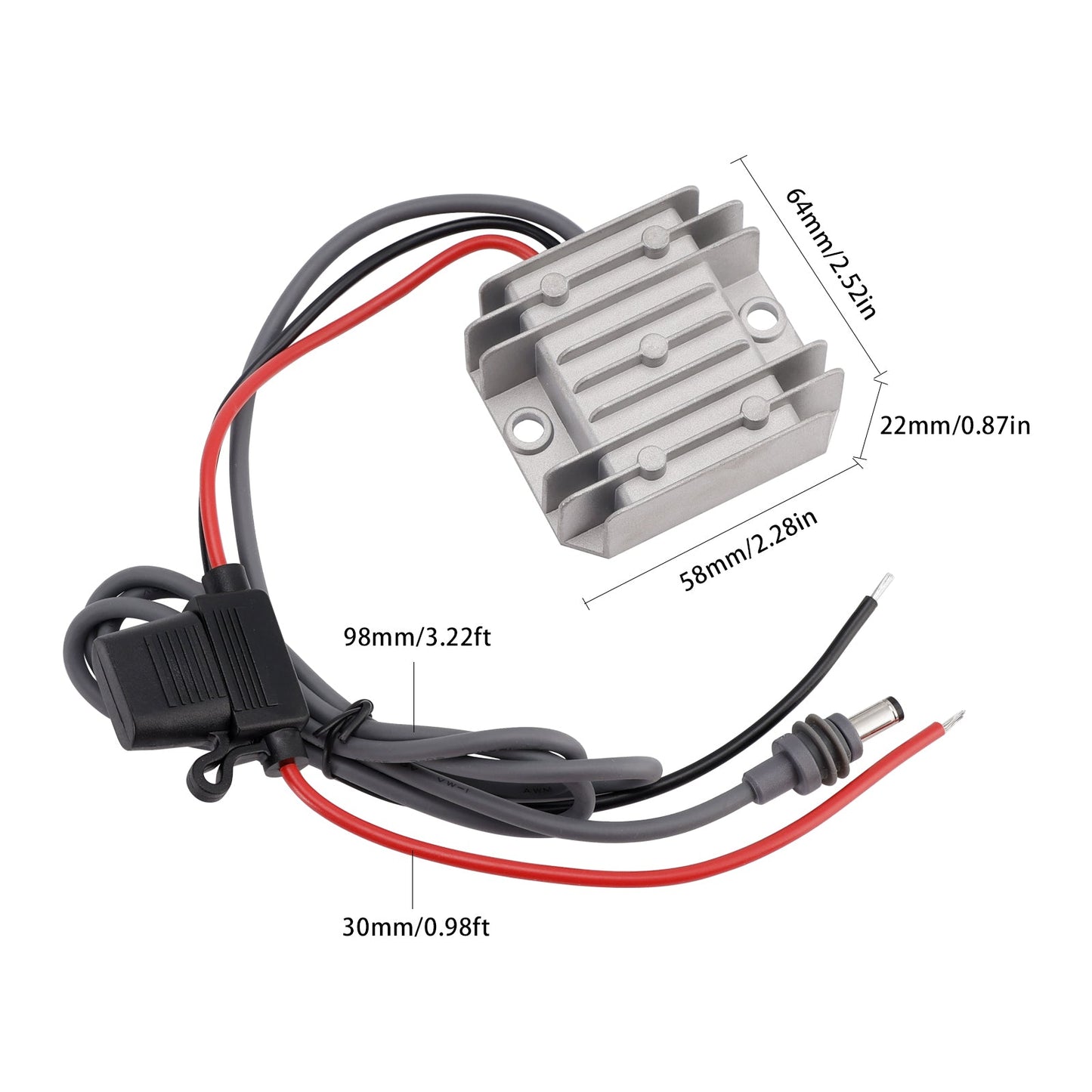 Mini alimentatore da 12V/24V a 30V 3,5A 105W con conversione boost e fusibile