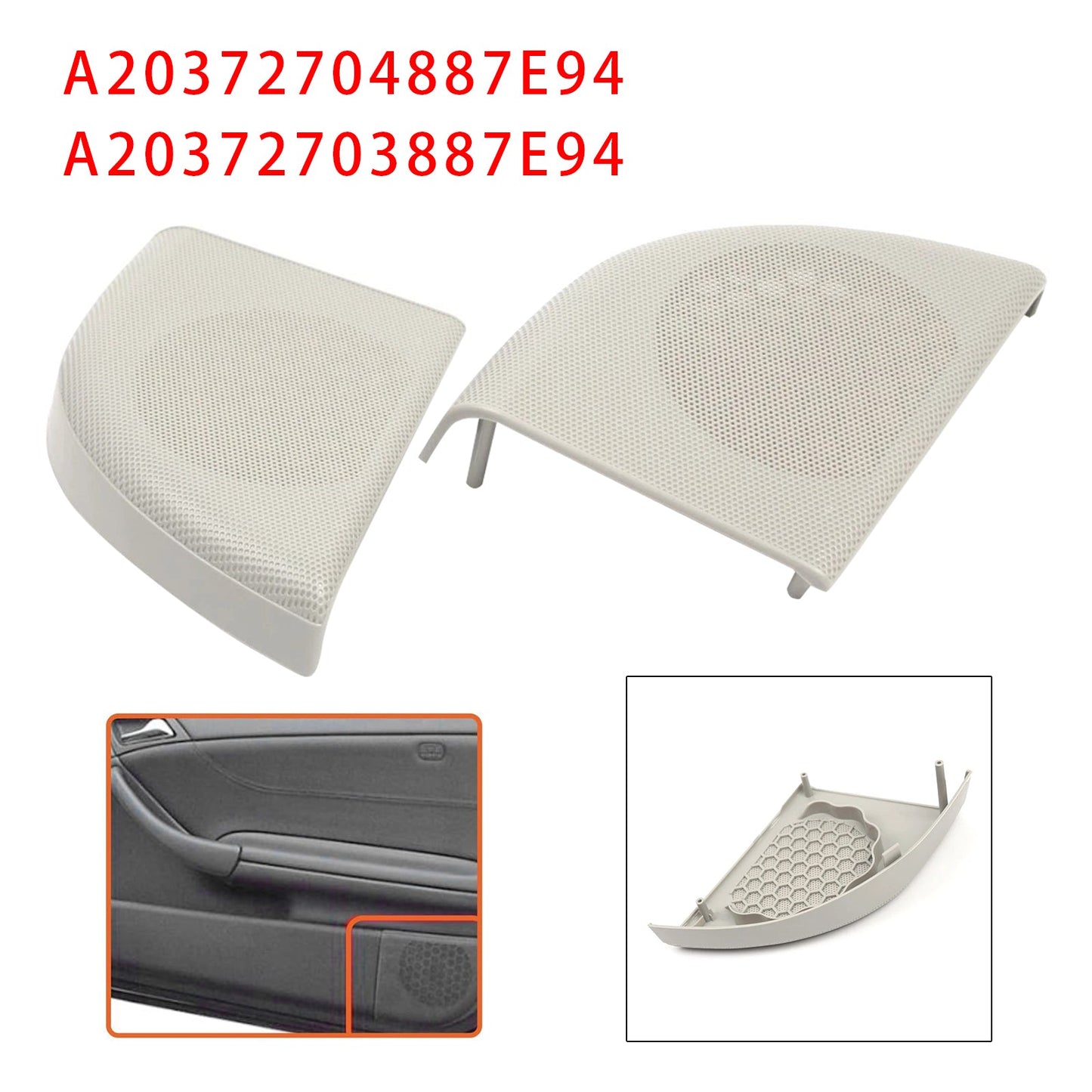 Coppia di coperture per altoparlanti della portiera anteriore per Mercedes W203 CLC Coupe A20372704887E94