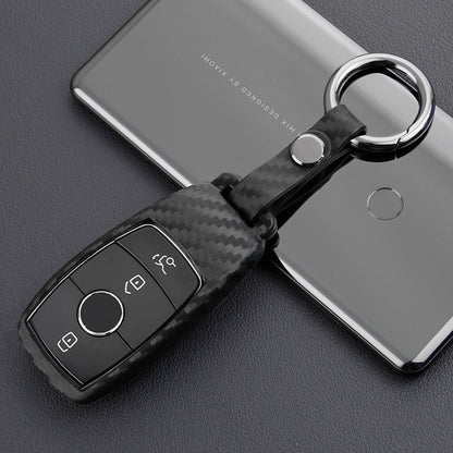 Custodia in silicone e pelle per chiave auto con fibbia per Mercedes-Benz E