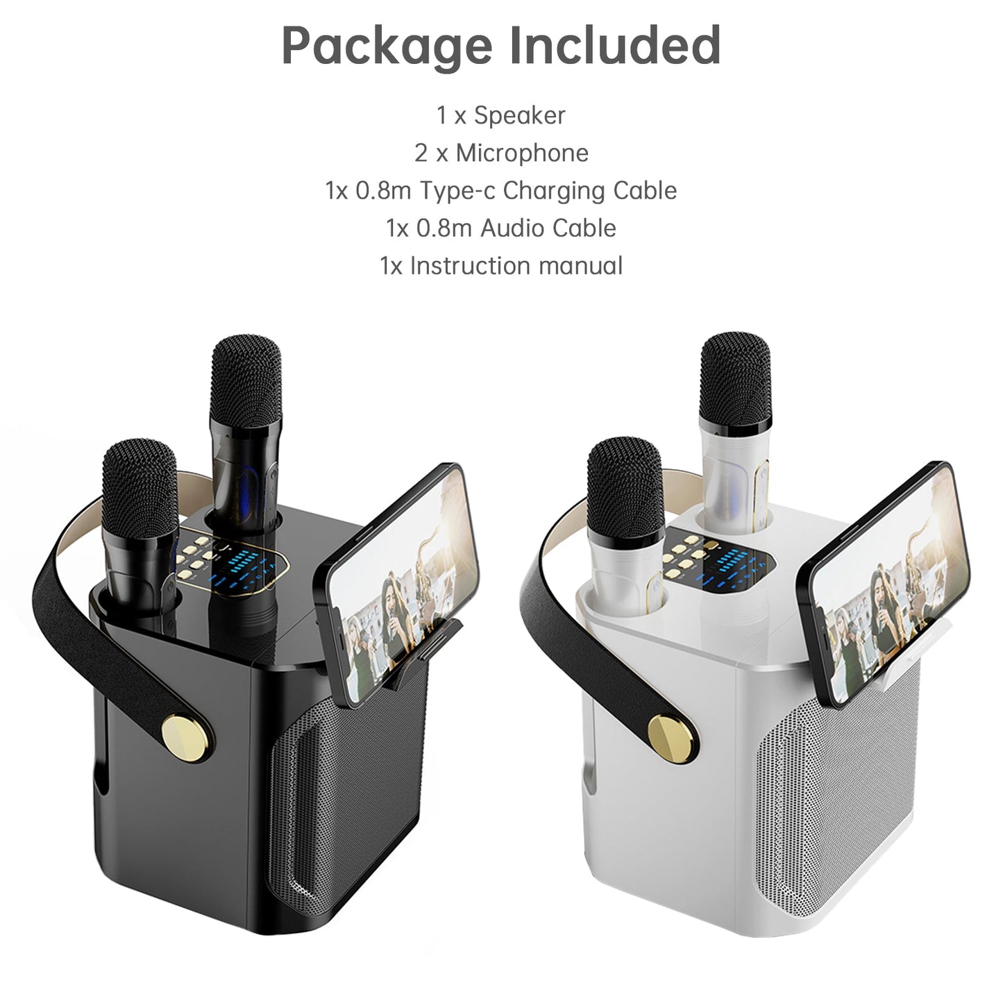 Altoparlante Bluetooth wireless con doppio microfono, altoparlante portatile per karaoke domestico