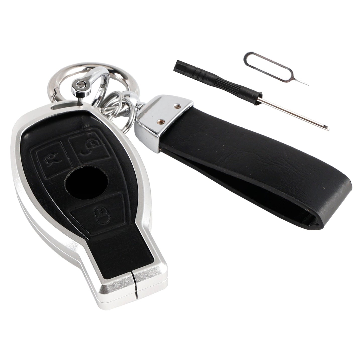 Custodia protettiva in pelle, lega di alluminio e TPU per chiave auto Benz GLC GLK CLS, colore nero