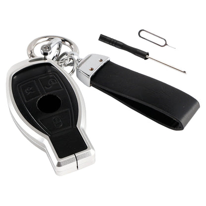 Custodia protettiva in pelle, lega di alluminio e TPU per chiave auto Benz GLC GLK CLS, colore nero