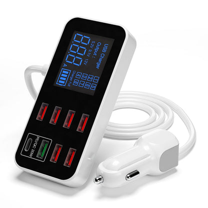 Caricabatterie USB PD5V1A QC3.0 con display, piccolo caricabatteria per auto a 8 porte, accendisigari