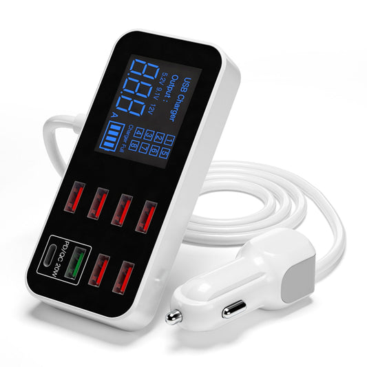 Caricabatterie USB PD5V1A QC3.0 con display, piccolo caricabatteria per auto a 8 porte, accendisigari