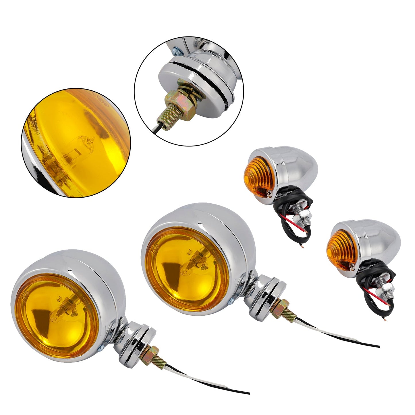 Faro fendinebbia cromato personalizzato per moto #D20 per Bobber Chopper da corsa