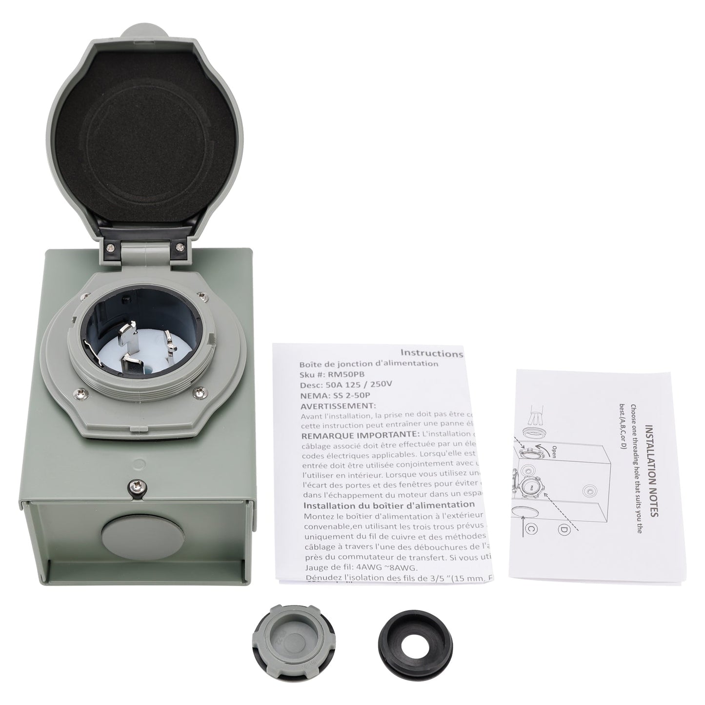 Scatola di ingresso per generatore RV da 50 Ampere NEMA SS2-50P Scatola di ingresso alimentazione 125/250 V