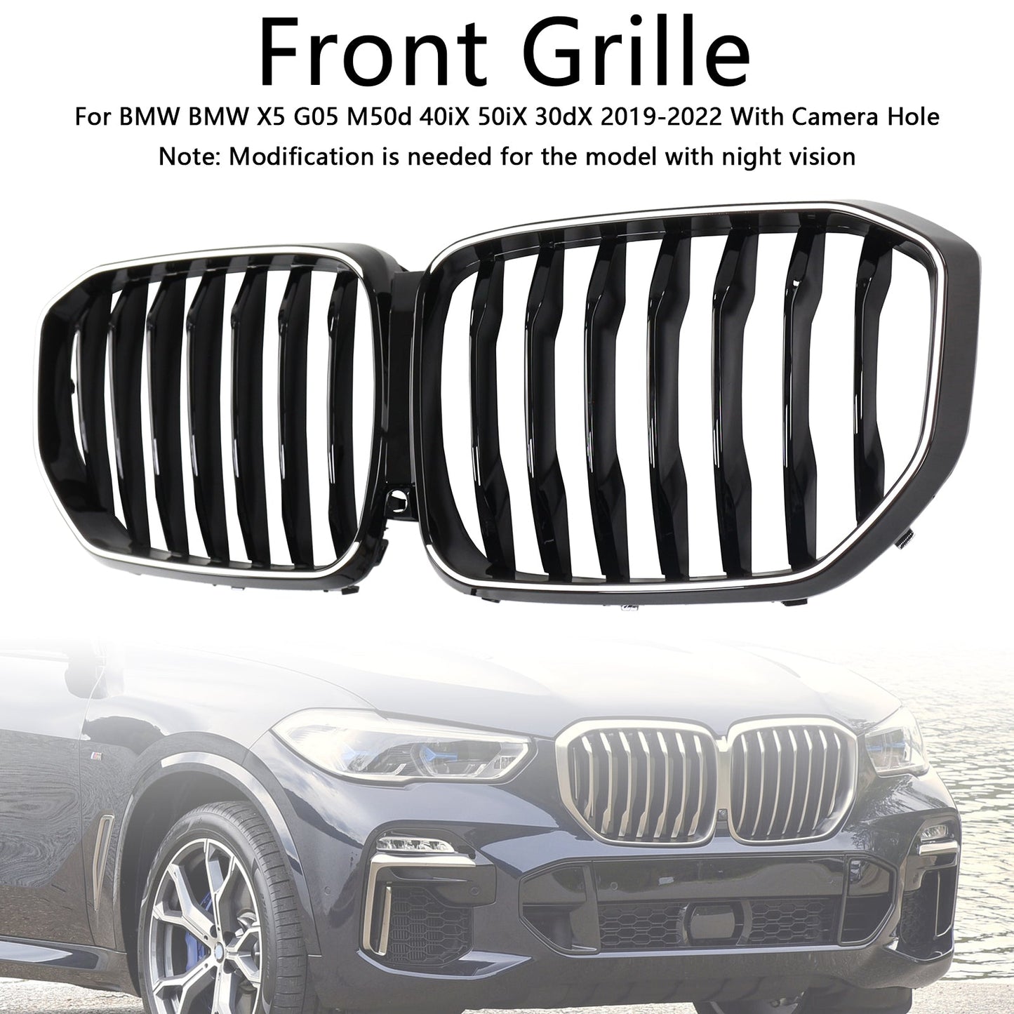 Griglia anteriore a rene nera lucida BMW X5 G05 2019-2022 M-Performance
