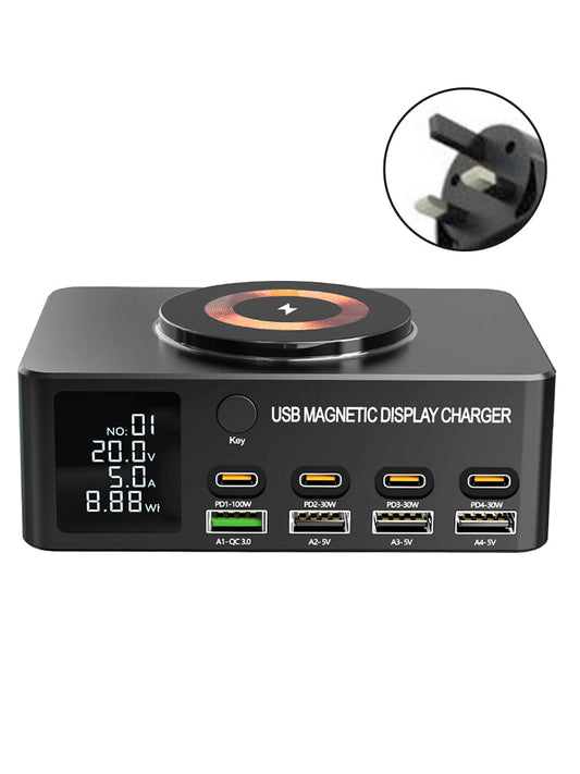 Caricabatterie USB multiporta intelligente per notebook PD100W, caricabatteria rapido da 140 W, Regno Unito