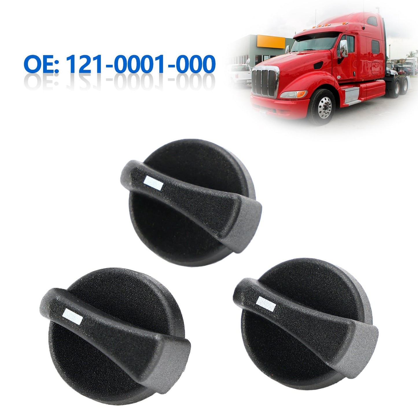 1987-2011 Peterbilt 330 335 379 387 3 pezzi Manopole di controllo del riscaldatore CA 121-0001-000