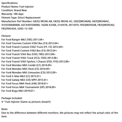 2012.09+ Ford Mondeo Mk5 Limousine (CD) 4 pezzi Iniettore carburante GK2Q-9K546-AC 4103590680808 GK2Q9K546AB