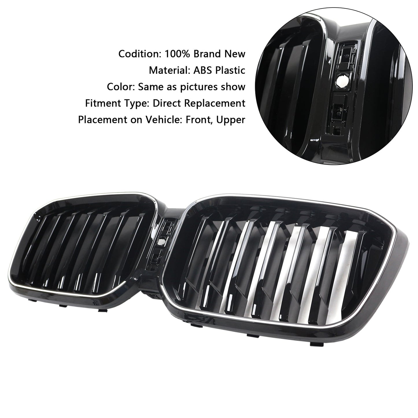 Griglia a rene paraurti anteriore nero lucido BMW X3 G01 X4 G02 2022-2025 con foro per telecamera