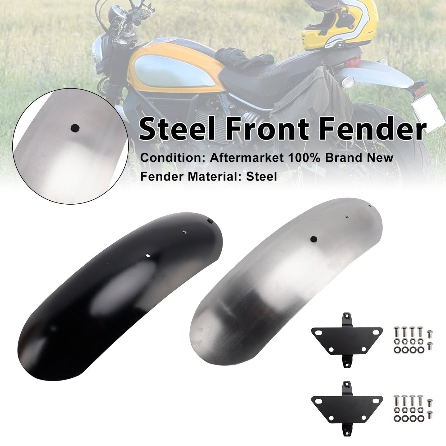 Parafango anteriore in acciaio per Ducati Scrambler 800 (Desert Sled/Nightshift/Full Throttle/Icon/Icon Dark/Urban Motard) 2015-2025