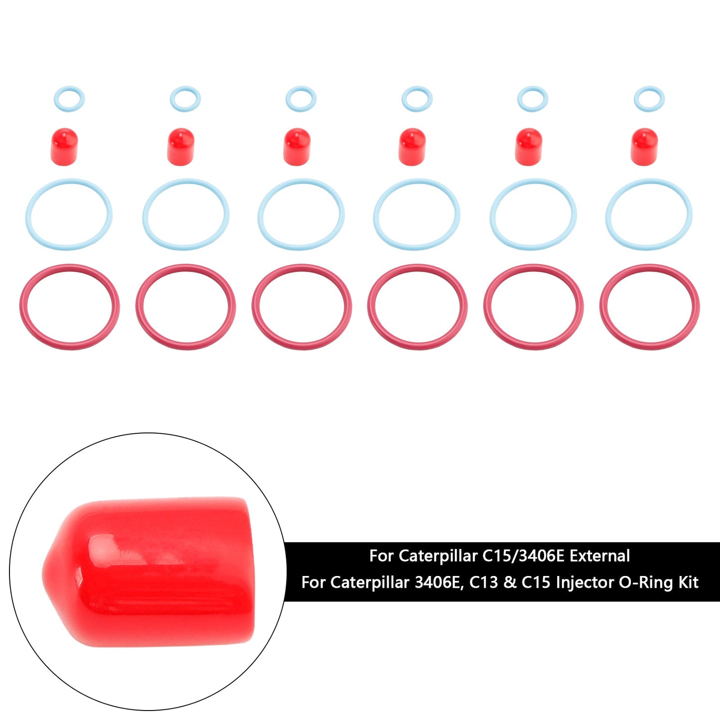 Kit guarnizioni O-ring per iniettori di carburante esterni CAT C15/3406E 6 pezzi, adatti per Caterpillar 2481394 248-394 189-5390 1895390