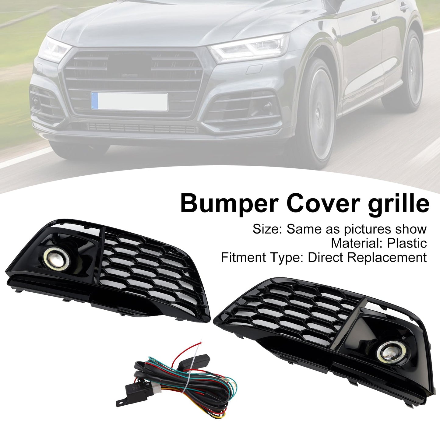 Copertura griglia fendinebbia per Audi Q5 SQ5 2018-2022, codice 80A807680L, pre-restyling con ACC.