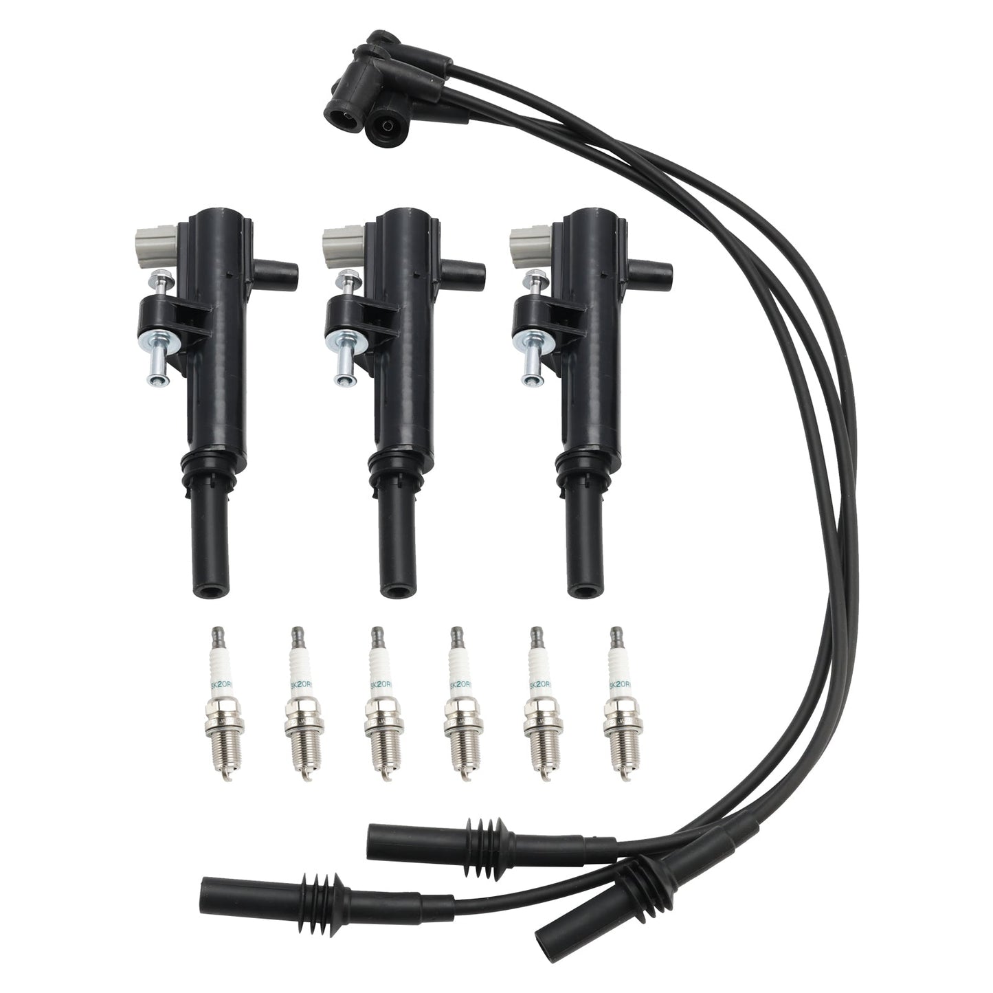 2009-2010 Dodge Dakota V6 3.7L 3x Bobina di accensione+6x Candela+3x Cavo UF640