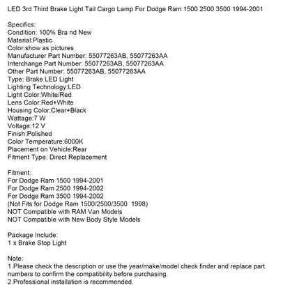 Luce freno posteriore per Dodge Ram 1500 2500 3500 1994-2001