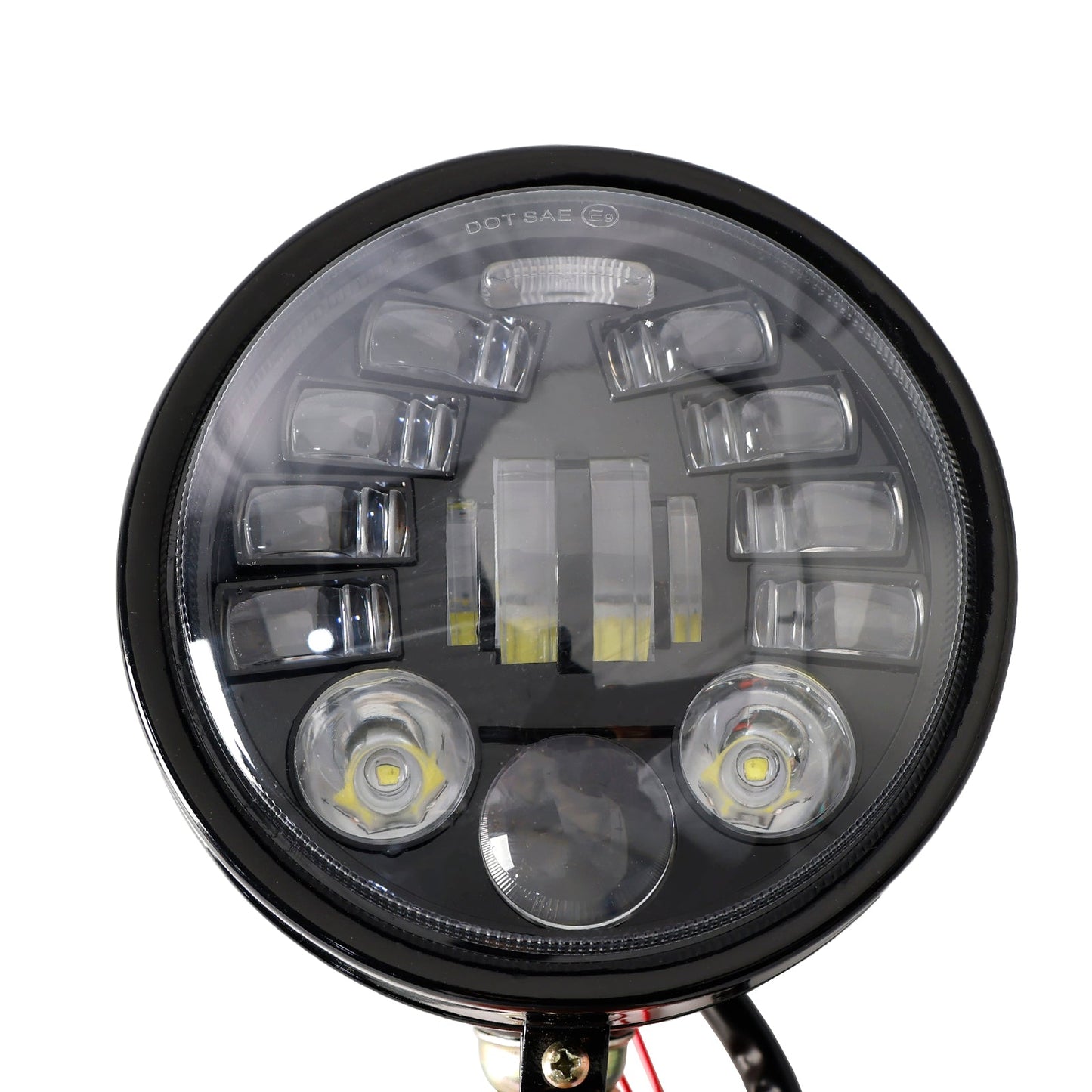Faro anteriore da 5,75"" universale multifunzionale nero n. 82 per moto
