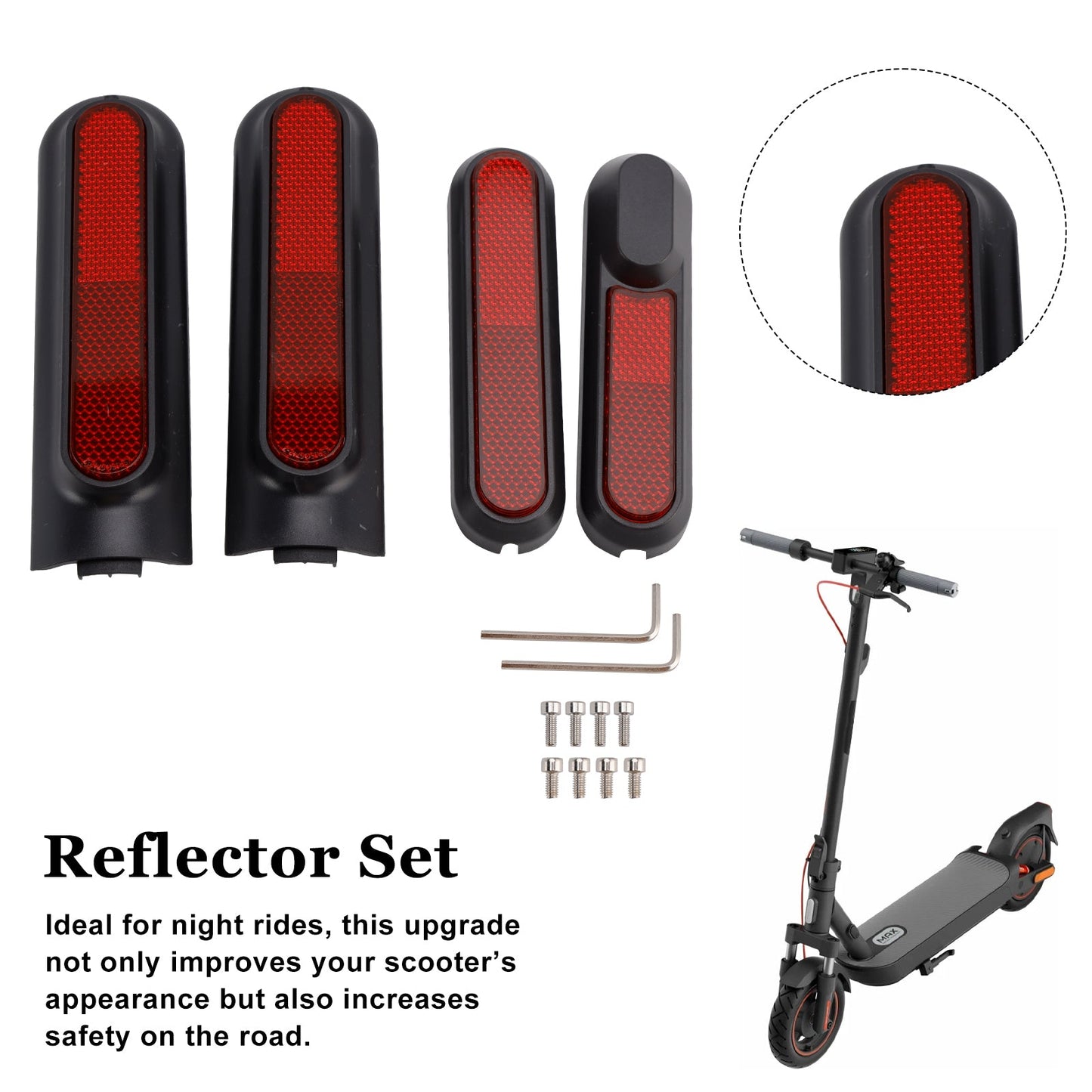 Set di 4 coperture laterali per scooter con catarifrangente posteriore per Xiaomi 4 Pro (1a generazione)