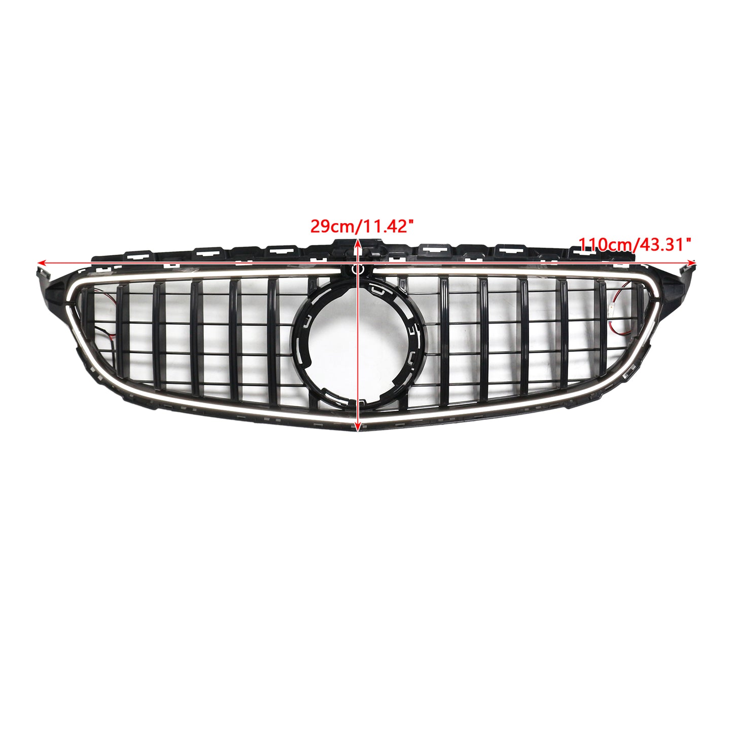 Per Mercedes W205 C250 C300 2015-2021 W/LED Griglia paraurti anteriore nera
